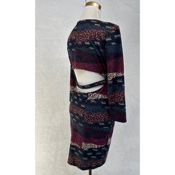 Victoria Sport Leopard Open Back Dress 3/4 Sleeve Black NICE Bodycon MEDIUM‎ - Picture 16 of 16